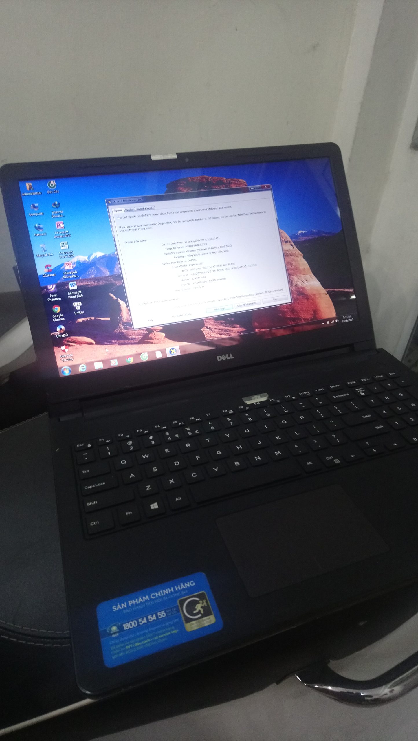 Dell Inspiron 3551, CPU intel 3550/HDD500GB/Ram2GB